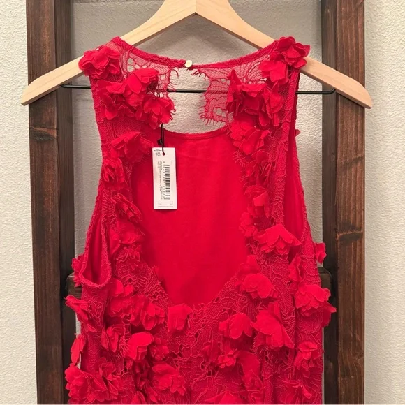 Red Floral Appliqué Lace Midi Dress – NWT – Size 8 - Picture 5 of 15